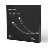 UGREEN 30691 Type-C USB4 Gen3 Cable 0.8M - Top-Down View