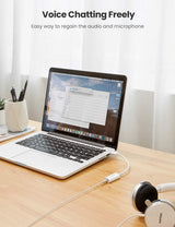 UGREEN USB A Male to 3.5 mm Aux Cable (White) - Side View