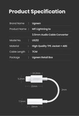 UGREEN MFi Certified iPhone 8-Pin to 3.5mm Headphone Converter - Extra Image