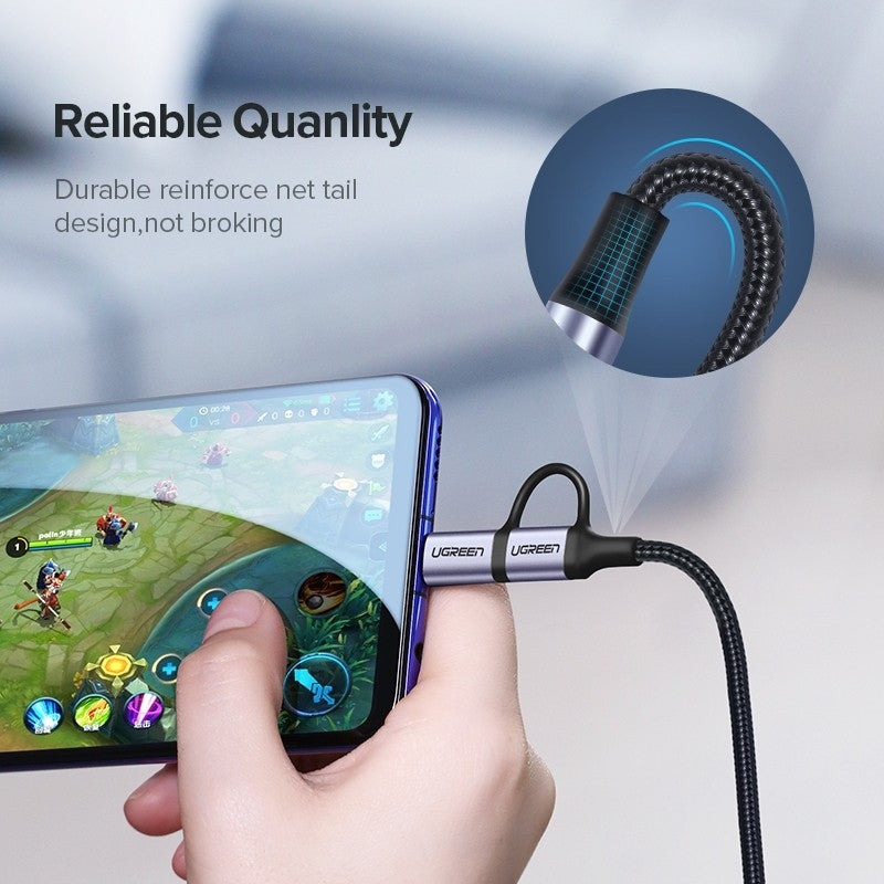 UGREEN 30875 2-in-1 USB-A to Micro USB & USB-C Charging Cable - 1m Length