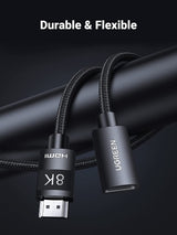 UGREEN 8K HDMI Extension Cable 1M - High-Speed 48Gbps Male to Female Connector - Rear View