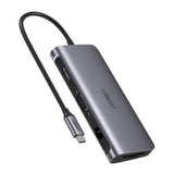 UGREEN Type C 9 in 1 Multifunction Adapter- HDMI/ VGA/Gigabit/TypeC/USB3.0 x 3/SD/TF (40873) - Side View