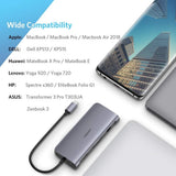 UGREEN Type C 9 in 1 Multifunction Adapter- HDMI/ VGA/Gigabit/TypeC/USB3.0 x 3/SD/TF (40873) - 45-Degree Angle
