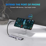 UGREEN TypeC 5 in 1 Adaptor - HDMI + USB 3.0*3 + TypeC PD Power Converter (50209) - 45-Degree Angle