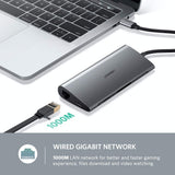 UGREEN Type C 8 in 1 Multifultion adaptor VGA/RJ45/USB3.0 x 3/SD/TF/TypeC PD Protocal (50539) - Top-Down View