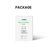 UGREEN 50568 USB-C 3.1 Female to USB-A 2.0 Male Adapter - Low Angle