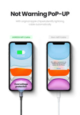 UGREEN 2M MFI Certified USB-A to 8-Pin iPhone Charging Cable - Silver - Top-Down View