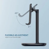 UGREEN 60324 Versatile Adjustable Phone Holder (Black) - Front View