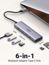 UGREEN 60383 Premium 6-in-1 USB-C Hub - Front View