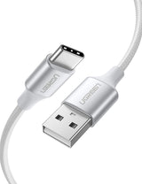 UGREEN 60409 3M USB-A to USB-C Fast Charging Cable (Silver White) - Side View