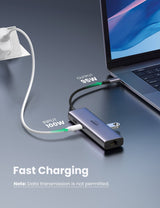UGREEN 7-in-1 USB-C Hub with 4K HDMI, Ethernet, and Card Reader - Low Angle