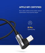 UGREEN 60521 90-Degree USB-A to 8-Pin Charger Cable - 1M Length - Front View