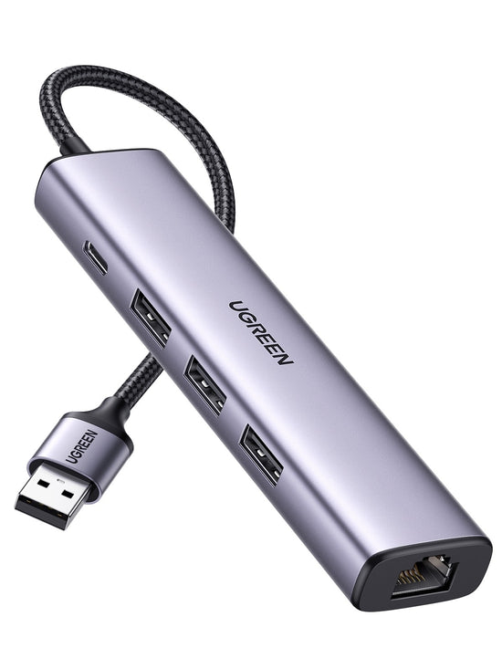 UGREEN 5-in-1 USB 3.0 Gigabit Ethernet Hub with 3 USB Ports and Type-C Power Supply