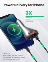 UGREEN 84W Dual Port Fast Charge Car Adapter (Space Grey) - Top-Down View