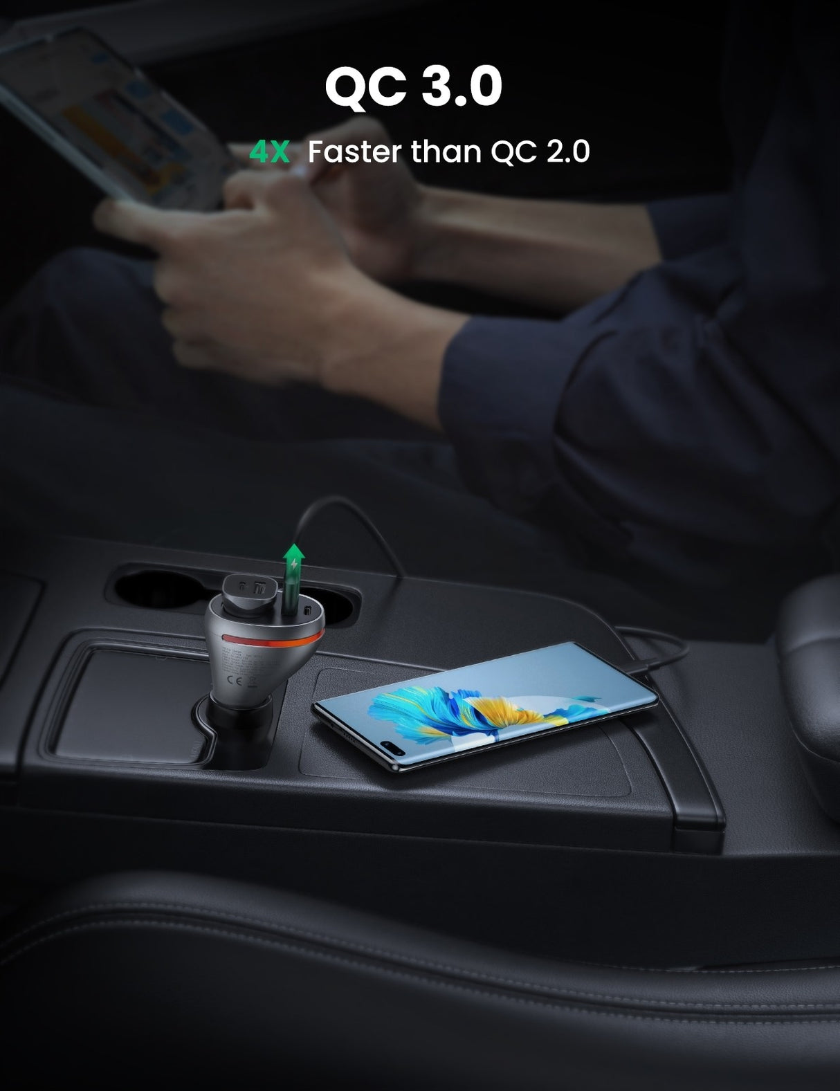 UGREEN 84W Dual Port Fast Charge Car Adapter (Space Grey)
