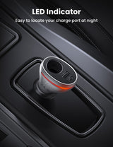 UGREEN 84W Dual Port Fast Charge Car Adapter (Space Grey) - Close-Up Angle