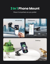 UGREEN 60990 Adjustable Suction Cup Car Phone Holder (Black) - Side View