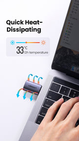 UGREEN 70451 Aluminum USB-C to DisplayPort Adapter 4K/2K 60Hz (Dark Gray) - 45-Degree Angle