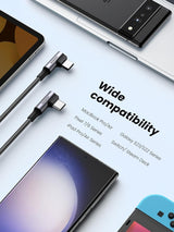 UGREEN 90-Degree 100W Fast Charging USB-C Cable - 2M Length - 45-Degree Angle