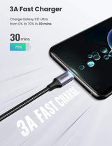 UGREEN 80714 USB-C 2.0 to Angle USB-C Cable Black 3M - Side View
