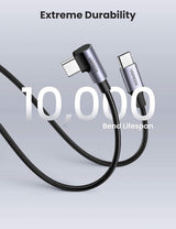 UGREEN 80714 USB-C 2.0 to Angle USB-C Cable Black 3M - Rear View
