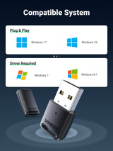 UGREEN 80890 Bluetooth 5.0 USB Adapter - Top-Down View
