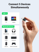UGREEN 80890 Bluetooth 5.0 USB Adapter - Rear View