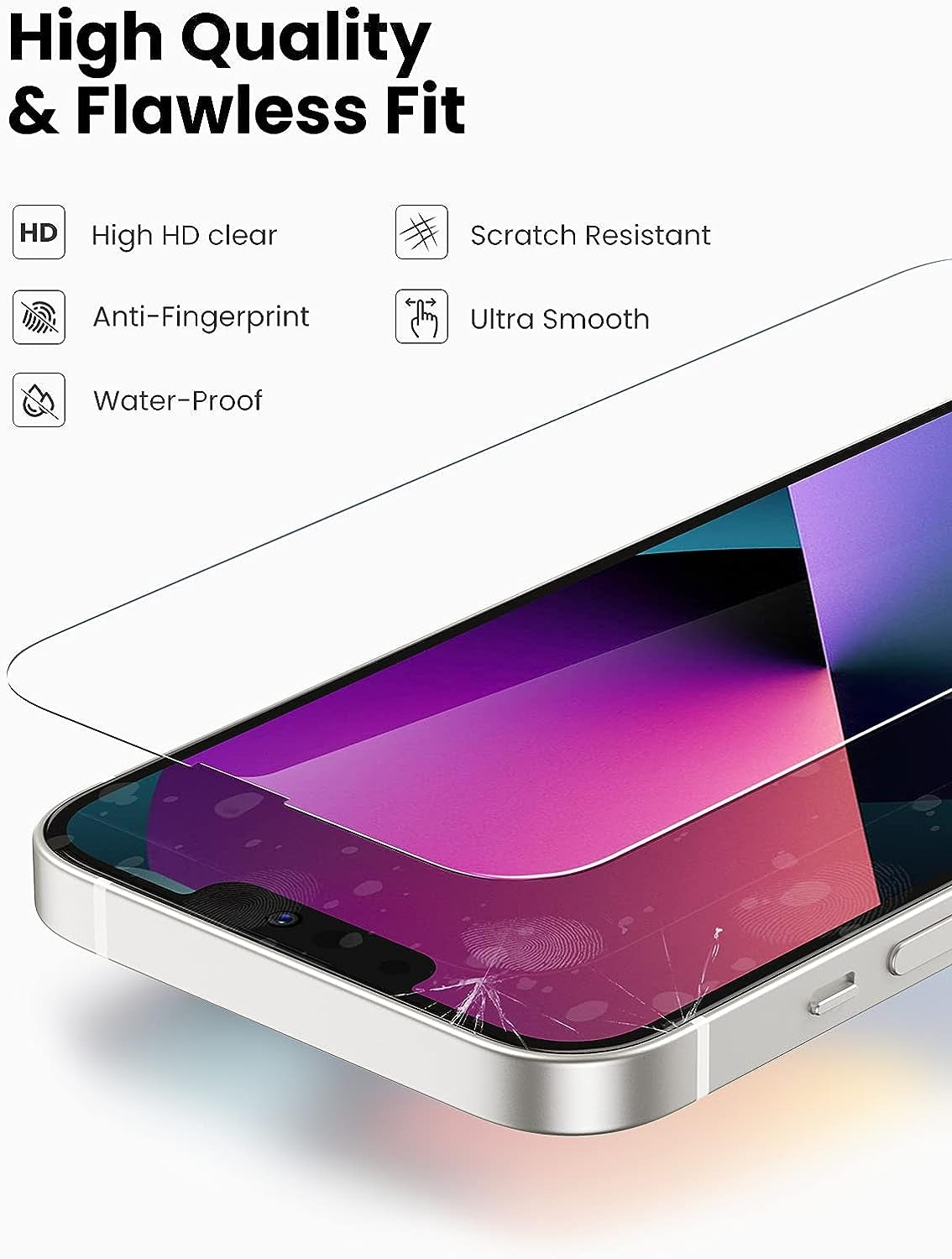 UGREEN 80969 HD Tempered Glass Screen Protector with Easy Align Applicator for iPhone 13 Pro Max / 14 Plus (2-Pack)