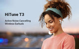 UGREEN 90206 HiTune T3 Active Noise-Cancelling Wireless Earbuds (White) - 45-Degree Angle