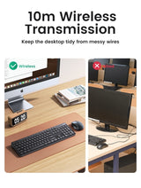 UGREEN 104-Key 2.4G Wireless Keyboard with LED Indicators - Top-Down View