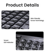 UGREEN 104-Key 2.4G Wireless Keyboard with LED Indicators - Close-Up Angle