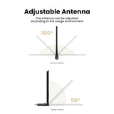 UGREEN AC650 Dual Band High-Gain Wireless USB WiFi Adapter with 6dBi Antenna - Top-Down View