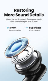 UGREEN 90401 HiTune T3 Active Noise-Cancelling Wireless Earbuds (Black) - Top-Down View