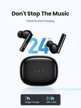 UGREEN 90401 HiTune T3 Active Noise-Cancelling Wireless Earbuds (Black) - Low Angle