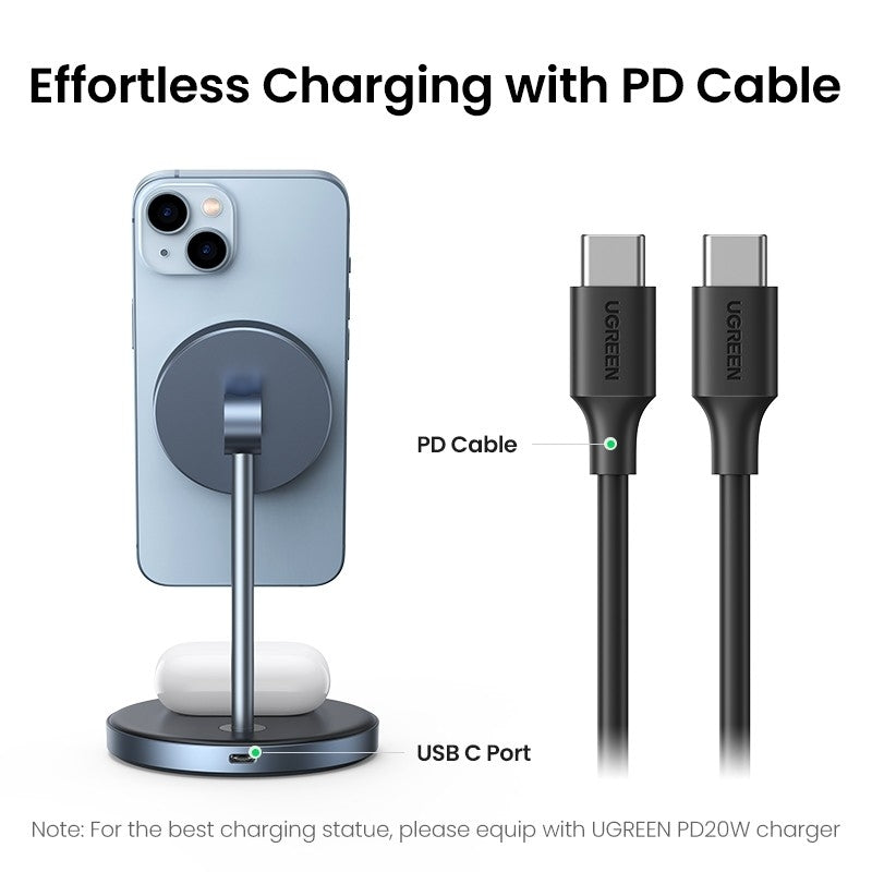 UGREEN 90668 2-in-1 Magnetic Wireless Charger for iPhone and AirPods