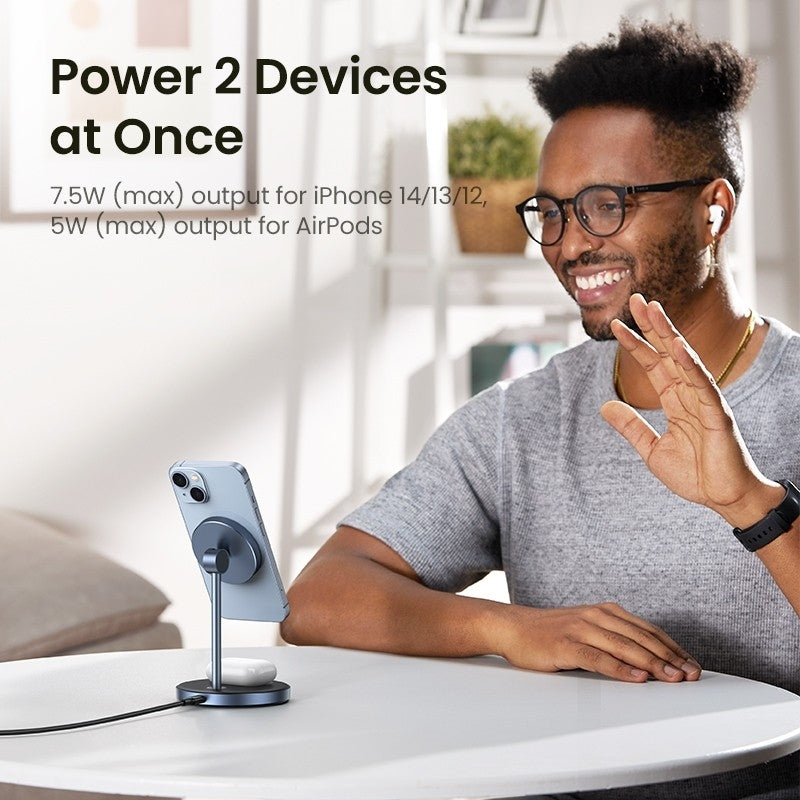 UGREEN 90668 2-in-1 Magnetic Wireless Charger for iPhone and AirPods