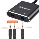 Simplecom CA152 USB to 3.5mm Audio and Microphone Sound Card Adapter for TRS or TRRS Headset with Mic - Side View