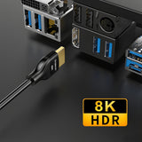 Ultra High Speed HDMI 2.1 Cable 48Gbps 8K@60Hz - Slim Flexible 2M with Graphene Shielding - Rear View