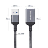 Simplecom CAU320 USB 3.0 Extension Cable USB-A Male to USB-A Female Nylon Braided 2.0M - Front View