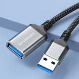 Simplecom CAU320 USB 3.0 Extension Cable USB-A Male to USB-A Female Nylon Braided 2.0M - Top-Down View