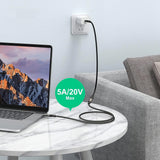 USB-C Male to Female Extension Cable - 20Gbps Data Transfer & 100W PD Charging, 0.5M - Rear View