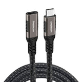 USB-C Male to Female Extension Cable - 20Gbps Data Transfer & 100W PD Charging, 1M Nylon Braided - Side View