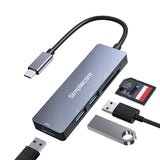 Simplecom CH255 USB-C 5-in-1 Multiport Adapter 3-Port USB-A Hub with SD MicroSD Card Reader - Front View