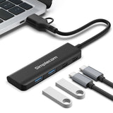 Simplecom CH385 SuperSpeed USB-A and USB-C 4-Port Combo Hub USB 3.2 Gen 1 (2x USB-A and 2x USB-C Ports) - 45-Degree Angle