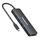 Simplecom CH545 USB-C 5-in-1 Docking Station with HDMI, 3 USB 3.0 Ports, and Power Delivery - Top-Down View