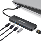 Simplecom CH545 USB-C 5-in-1 Docking Station with HDMI, 3 USB 3.0 Ports, and Power Delivery - 45-Degree Angle