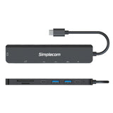 Simplecom CH547 7-in-1 USB-C Multiport Hub with HDMI, Card Reader & PD Charging - Top-Down View