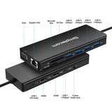 Simplecom CHN613 13-in-1 USB-C Docking Station with Dual HDMI, VGA, and 100W Power Delivery - Top-Down View