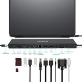 Simplecom CHN622 USB-C 12-in-1 Multiport Docking Station Laptop Stand Dual HDMI + VGA Triple Display Gigabit LAN - Top-Down View