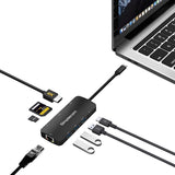Simplecom CHT580 8-in-1 USB-C Multiport Dock with HDMI 2.0 and Gigabit Ethernet - Top-Down View